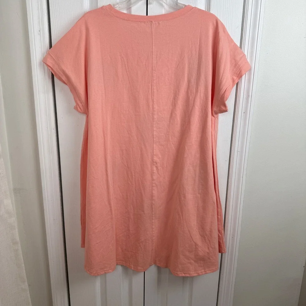 Fantastic Fawn Peach T Shirt Dress Womens Large Flip Flops Applique Summer Casua - Picture 5 of 5